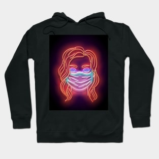 Glow Beautiful Girl with Face Mask Protective Hoodie